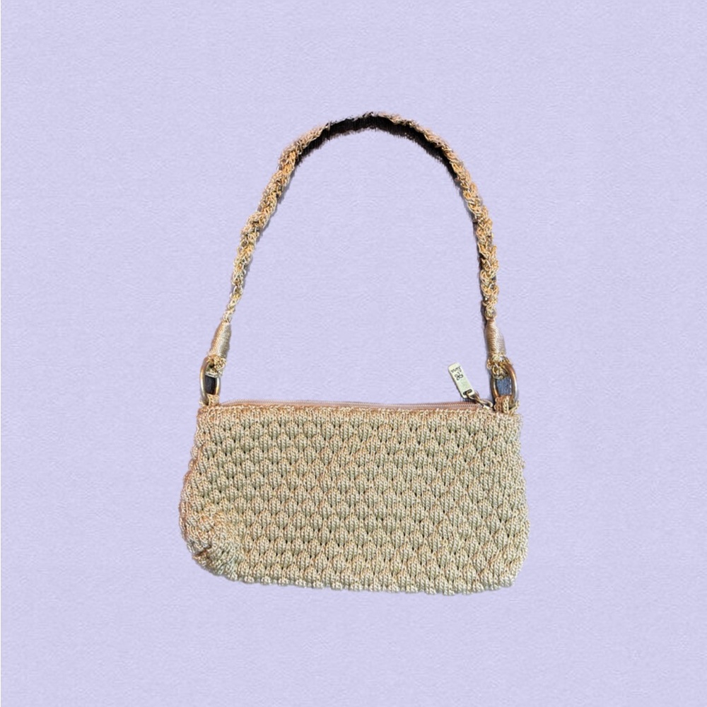 Lina Beige Woven Shoulder Bag
